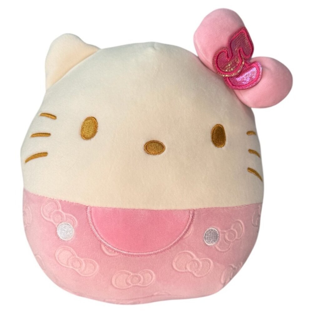Squishmallows Original Sanrioβ 8 Inch 50th Anniversary Pink Embossed Hello Kitty
